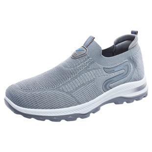 双星爸爸鞋春季透气鞋子一脚蹬老人鞋男网面中老年男鞋舒适运动鞋