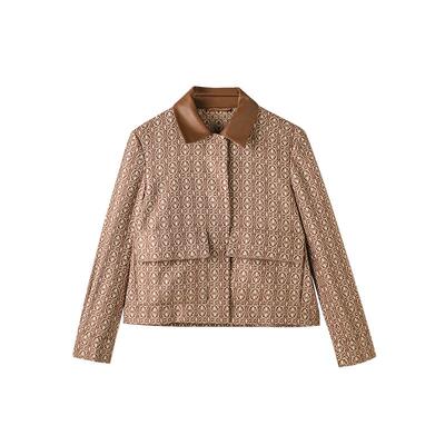 CHESONSE优雅提花纹短款夹克外套