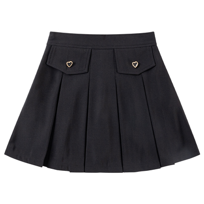 尔给纯色A字型百褶短裙