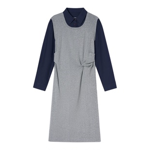 【预售】诗篇专选高智学院衬衫袖假两件修身连衣裙2025冬季新款