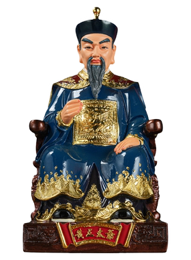 彩绘环保树脂黄三太爷太奶像供奉