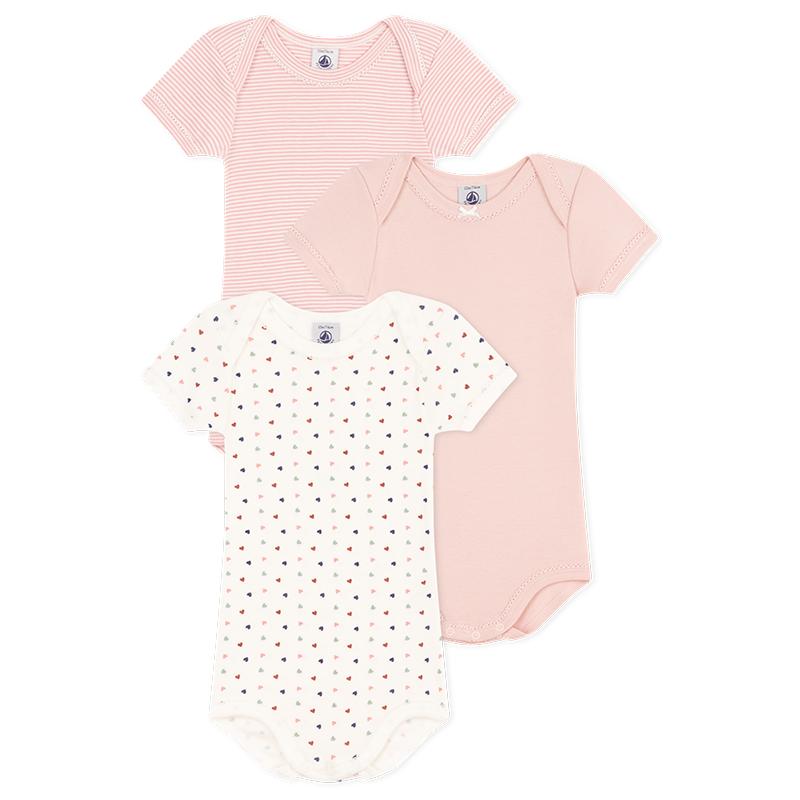 法国小帆船Petitbateau2024春夏新品婴幼儿短袖包屁衣3件装A09YL