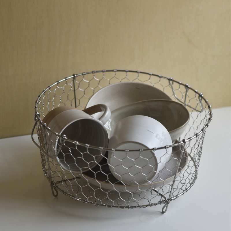 Hin新款手工制作304不锈钢厨房沥水篮碗碟收纳篮水果篮家用置物篮