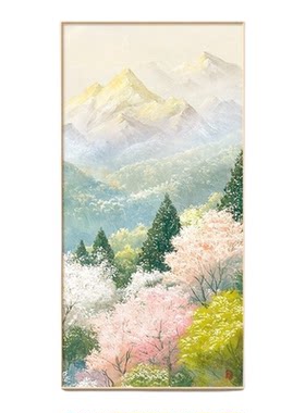 日照金山唯美风景玄关装饰画野地美树子清新系入户正对墙挂画