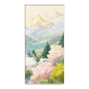 日照金山唯美风景玄关装饰画野地美树子清新系入户正对墙挂画