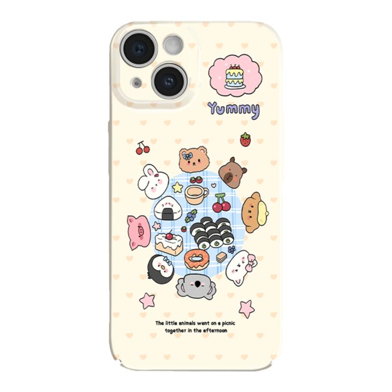 小動(dòng)物聚餐適用于oppoa97手機(jī)殼a93s菲林支架a58x全包可愛a72防摔a1pro超薄a53卡通k10女realmegtneo5/3新款
