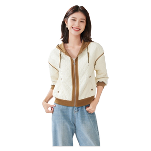 乔妮塔品牌女装2025春秋连帽长袖休闲时尚减龄宽松夹克百搭短外套