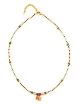 设计师款南方玉小米珠复古锁骨链