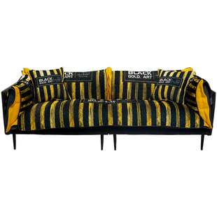 北欧现代时尚黑金沙发垫客厅防滑四季通用坐垫轻奢简约沙发巾套罩