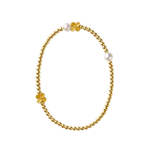 觉人原创天然珍珠手链纯银镀金桂花k金珠细款手串礼物女[三秋梦]