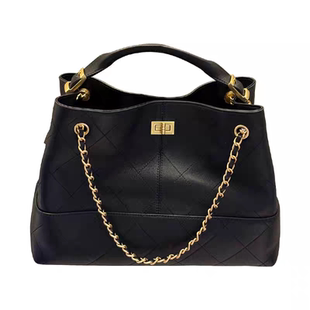 2025新款小香麂皮托特包女大容量水桶包真皮菱格链条包单肩腋下包