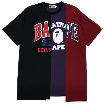 潮短袖BAPE猿人拼色T恤