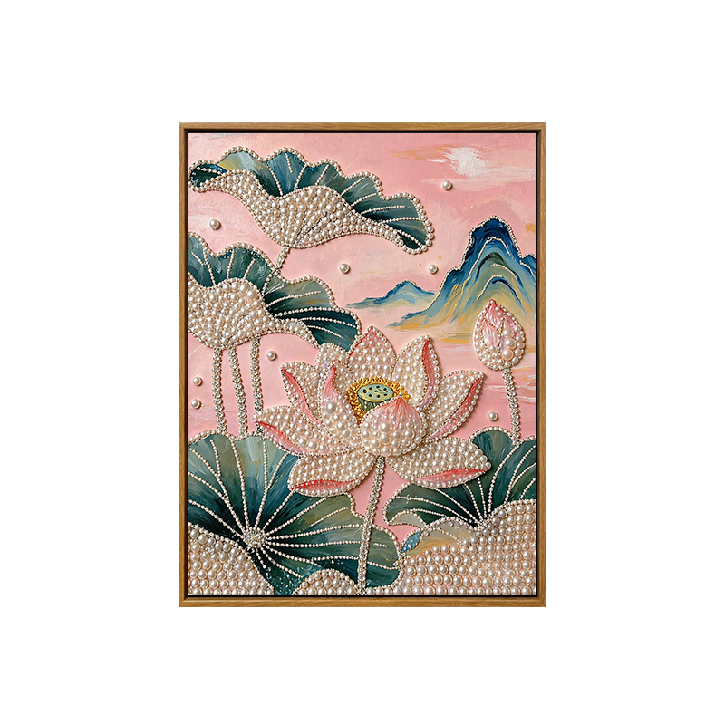 中式美学荷花diy珍珠画装饰挂画
