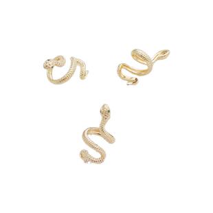 14k包金保色黑暗小蛇耳挂戒指圈缠绕指环戒圈diy耳钉隔珠饰品配件