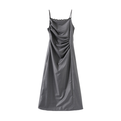 西町村屋法式蕾丝拼接吊带裙女夏季新款气质长款连衣裙XHAB10232