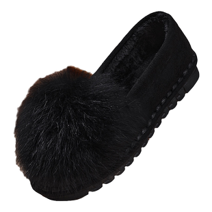 豆豆鞋女冬加绒2025新款老年人外穿保暖舒适老式秋冬厚底毛毛棉鞋