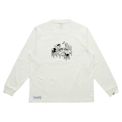 好嗨森重磅长袖猫猫插画T恤