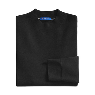 半高领针织衫黑色男款修身冬季保暖打底套头t恤可机洗羊毛衫防风