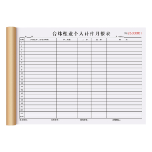 【个人计件月报表】工厂生产记录表车间日产量报表员工记件记工本