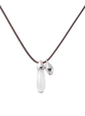 EWEST 新款时序花苞水晶双珠项链女透明白色吊坠水滴锁骨链项坠