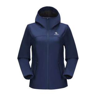 骆驼户外软壳衣女2026春季新款防泼水薄绒运动服外套服徒步登山服