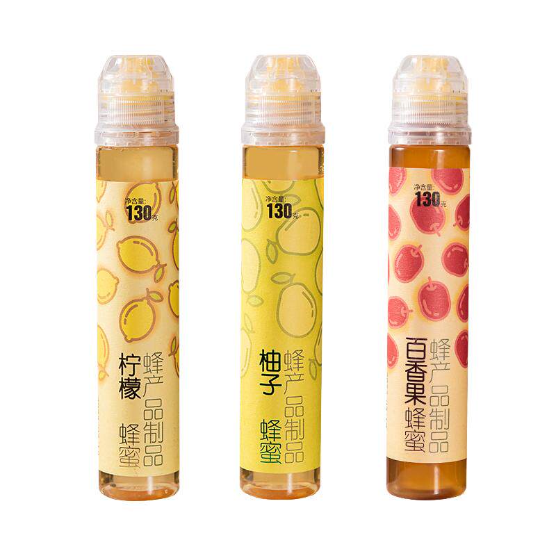 养蜂婆婆蜂蜜柠檬柚子茶百香果汁果味蜜挤压瓶小巧独立便携包装