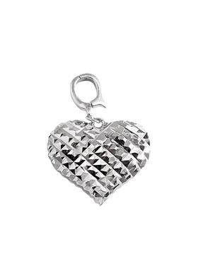 925纯银车花立体爱心胖胖桃心单吊坠女时尚个性百搭项坠磨砂饰品