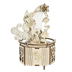 天空之城音乐盒竖琴3d立体diy拼装榫卯结构图纸清晰木拼插积木