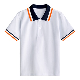 尧都区滨西小学校服夏装学生班服白翻领短袖T恤POLO衫男女上衣16