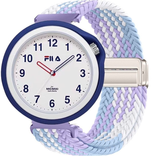 适用FILA斐乐6035男女生初高中手表带男女款磁吸编织替换透气腕带
