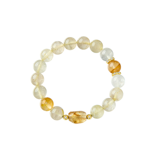 ZEGL设计师小彩石天然黄水晶手链手串女秋冬月光石铃铛串珠手饰品