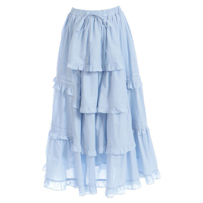 axesfemme优雅荷叶边拼纯色半裙