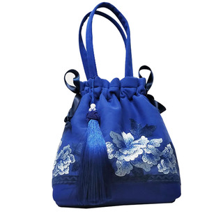 芬芳之品原创中式红色荷包蕾丝刺绣包袋中国古风手提布包