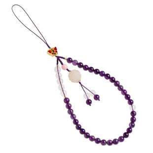 天然紫水晶手机链挂绳挂件手腕绳女平安扣挂饰紫水晶手机挂链饰品串珠钥匙扣挂件紫色精致高级绳新款手机挂绳