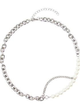 嘻哈街头风珍珠项链钛钢简约ins