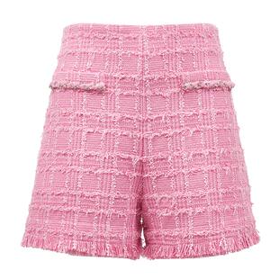 Vero Moda奥莱短裤女秋季新款小香风肌理感通勤优雅直筒裤子流行