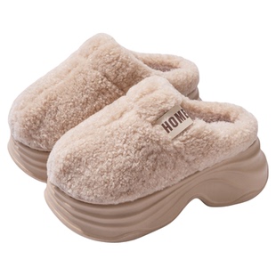 厚底棉拖鞋女士冬2025新款居家室内加绒保暖防滑外穿增高毛毛拖鞋
