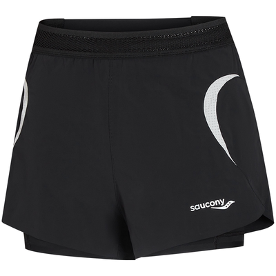 Saucony索康尼官方女子专业运动竞速跑步透气双层梭织短裤