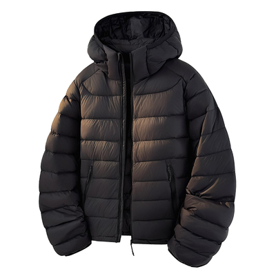 回力美式轻薄排骨连帽羽绒服男士