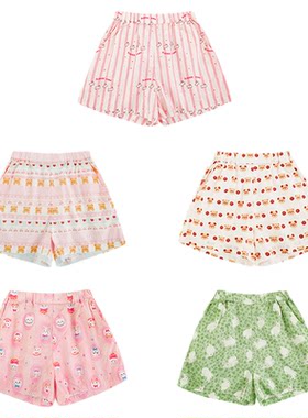 幼悠女童萌友聚会印花清凉短裤夏季童趣可爱轻薄透气宽松休闲裤子