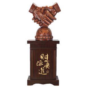 合作共赢握手落地摆件公司开业礼物乔迁庆典贺礼办公室大厅装饰品