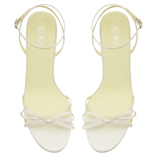 CIDER 夏季新品女装蝴蝶结缎面小猫跟鞋114603961