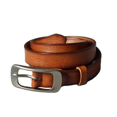 复古做旧窄款时尚风针扣皮带
