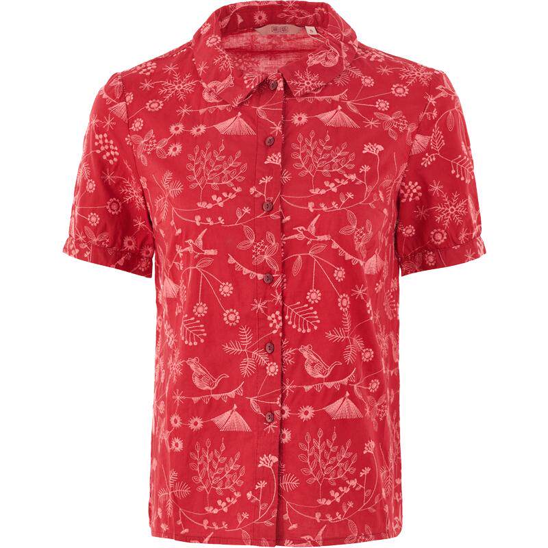 渔女装2024新款衬衫女中国风纯棉全棉绣花夏短袖开扣上衣FGGB2232