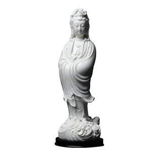 戴玉堂德化白瓷《渡海观音》林禄扬手签限量供奉家用客厅陶瓷摆件