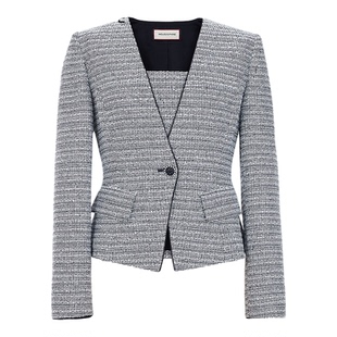 朗姿/MOJO AVENUE莫佐2026春新品优雅摩登千鸟格小香风西装外套女