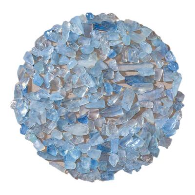 天然海蓝宝碎石小颗粒摆件水晶石鱼缸花盆造景石水晶净化消磁石