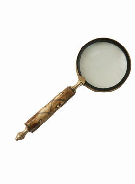 缪斯家手工黄铜镶嵌放大镜摆件