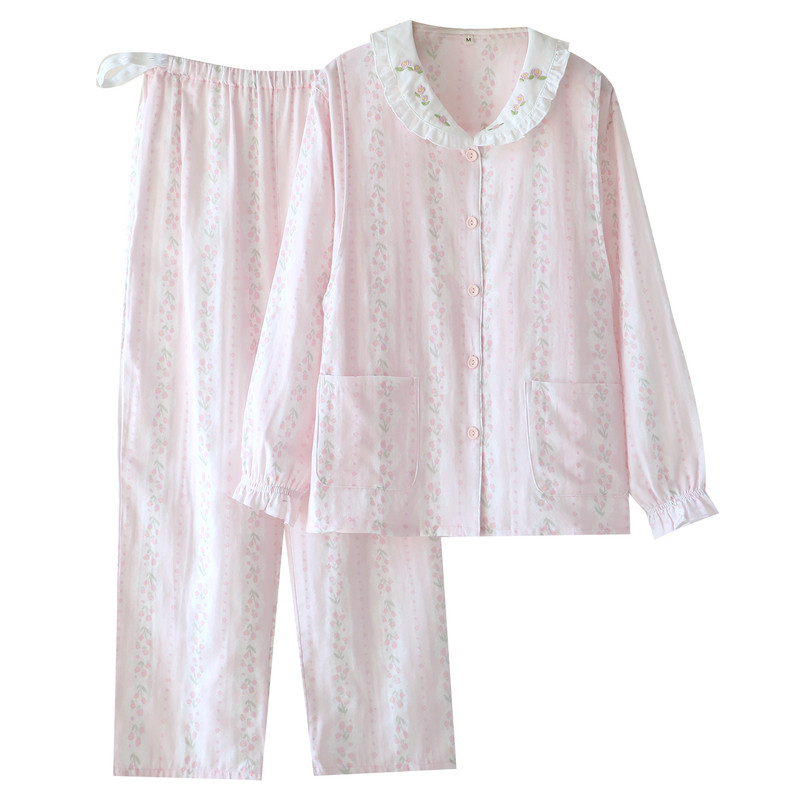 月子服夏季薄款精梳纯棉纱布产后哺乳睡衣喂奶衣产妇家居服套装女