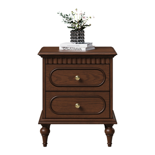 时余乔治床头柜美式复古全实木卧室50cm美式中古风储物抽屉侧边柜